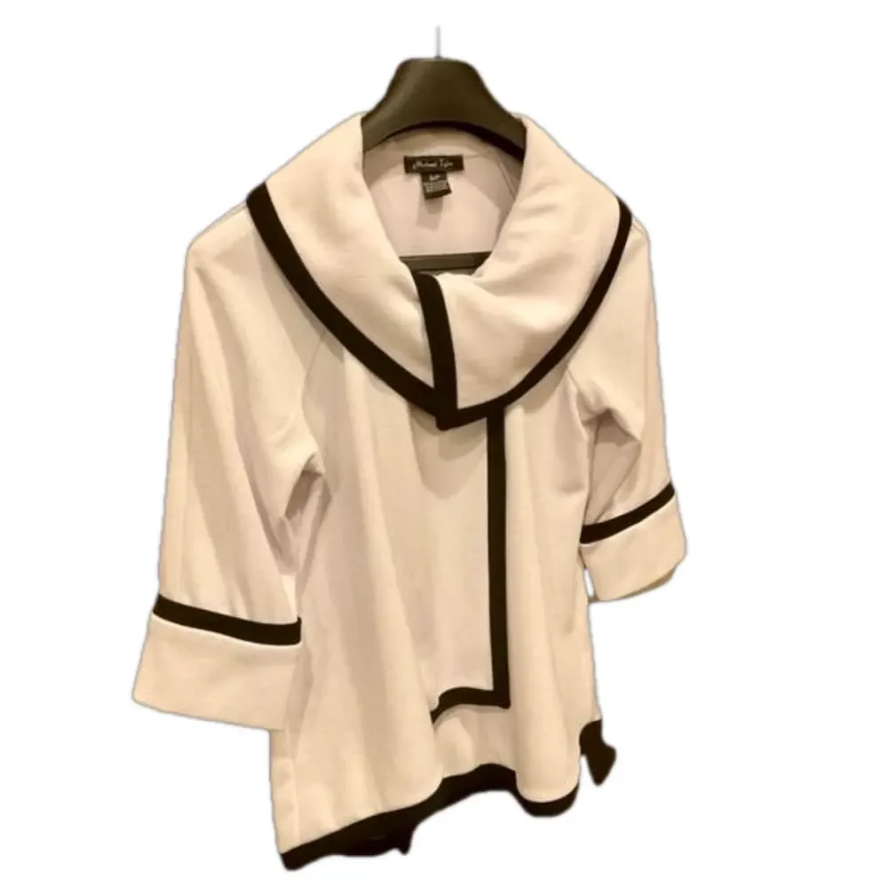 S Michael Tyler vintage asymmetrical A line swing blazer in classic white/black - Picture 2 of 10
